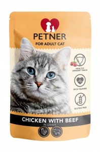 PETNER CAT FOOD CHICKEN WITH BEEF / KARMA DLA KOTA KURCZAK Z WOŁOWINĄ 85G