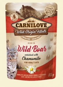 CARNILOVE CAT POUCH WILD BOAR&CHAMOMILE 85g