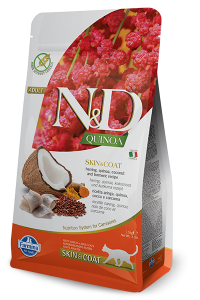 N&D CAT QUINOA SKIN & COAT HERRING, COCONUT ADULT GR.300